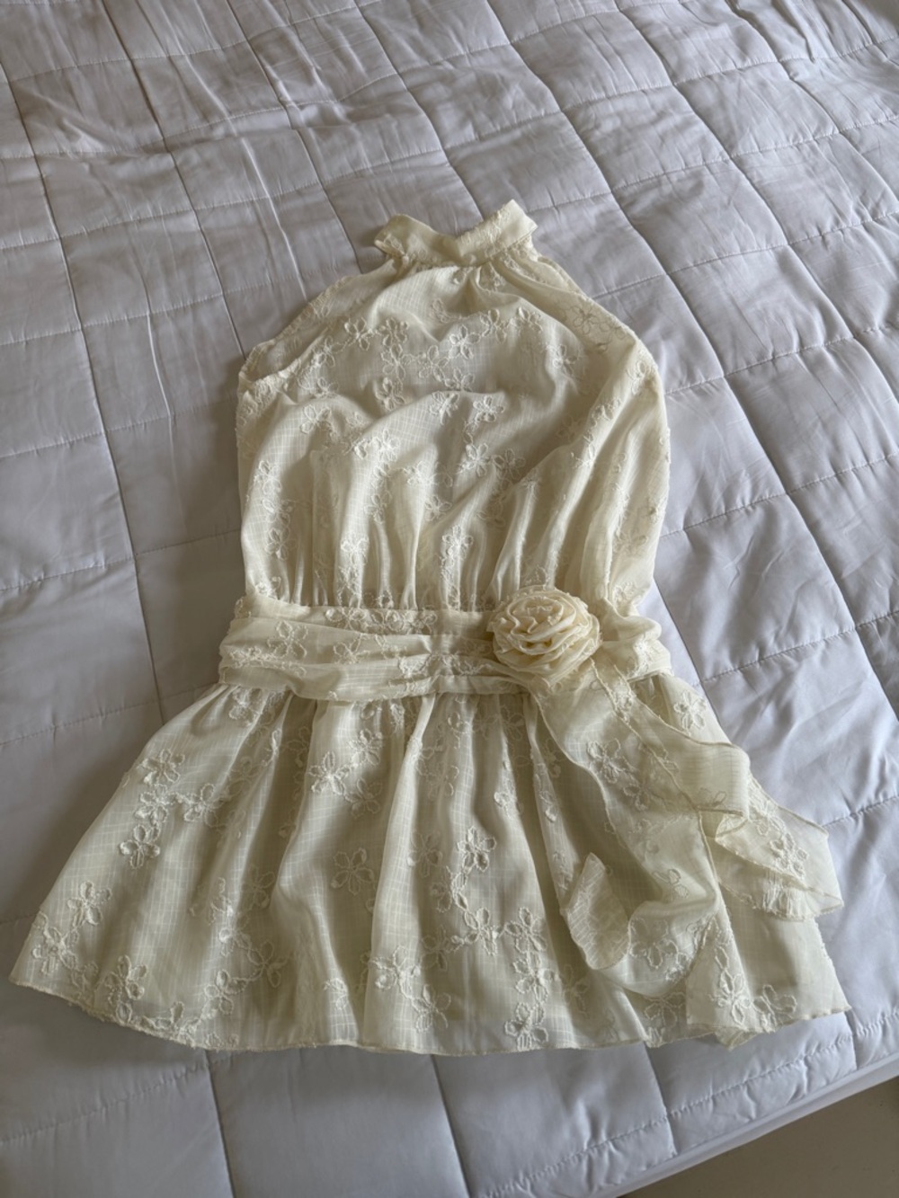 Backless Cream Flowy Summer Dress